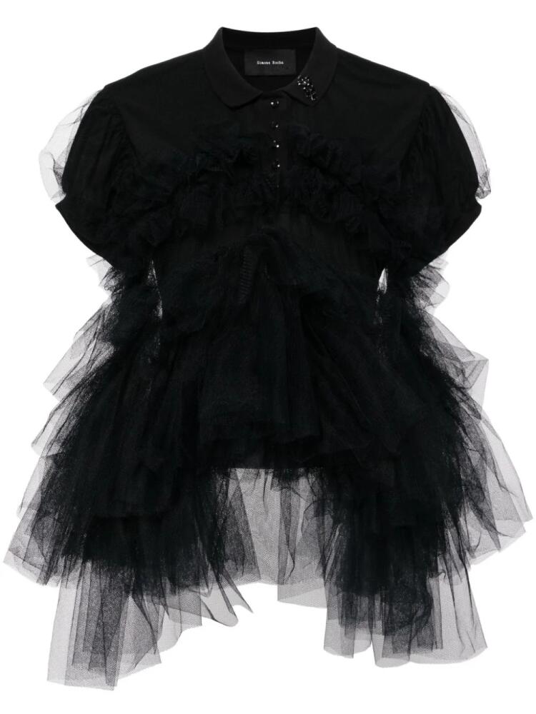 Simone Rocha tulle frill polo shirt - Black Cover