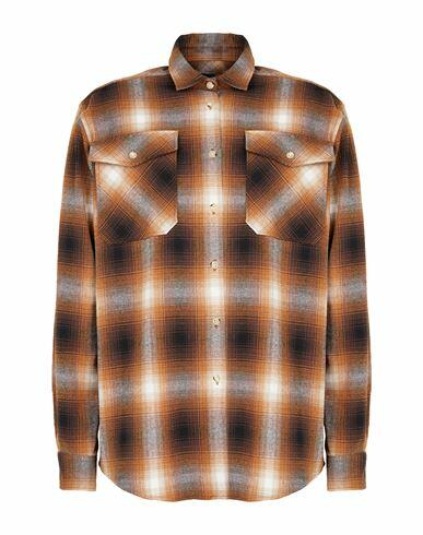 8 By Yoox Cotton-blend Flannel Patch-pockets Over Shirt Man Shirt Brown Cotton, Polyester Cover