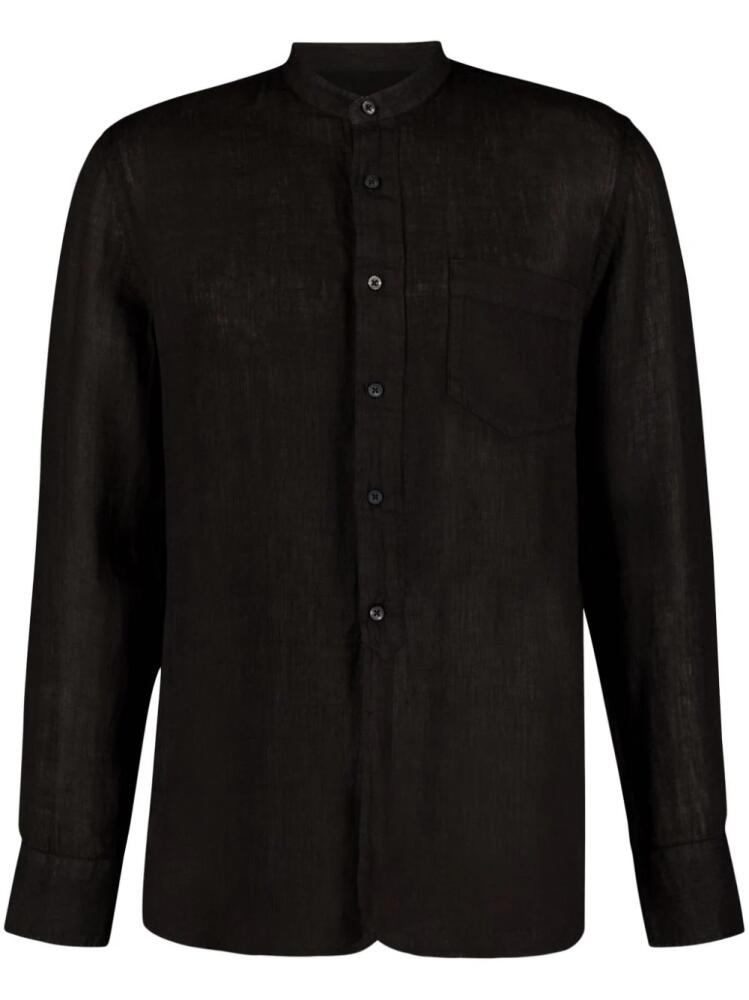 120% Lino band-collar linen shirt - Black Cover