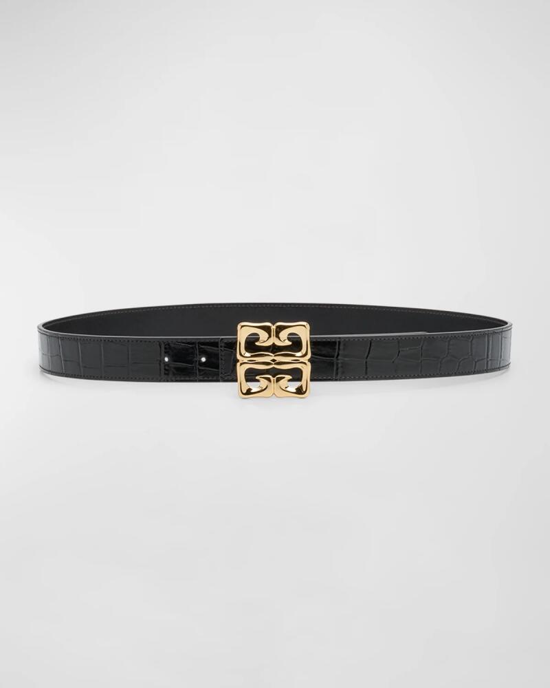 Givenchy 4G Baroque Reversible Croc-Embossed & Smooth Leather Belt Cover