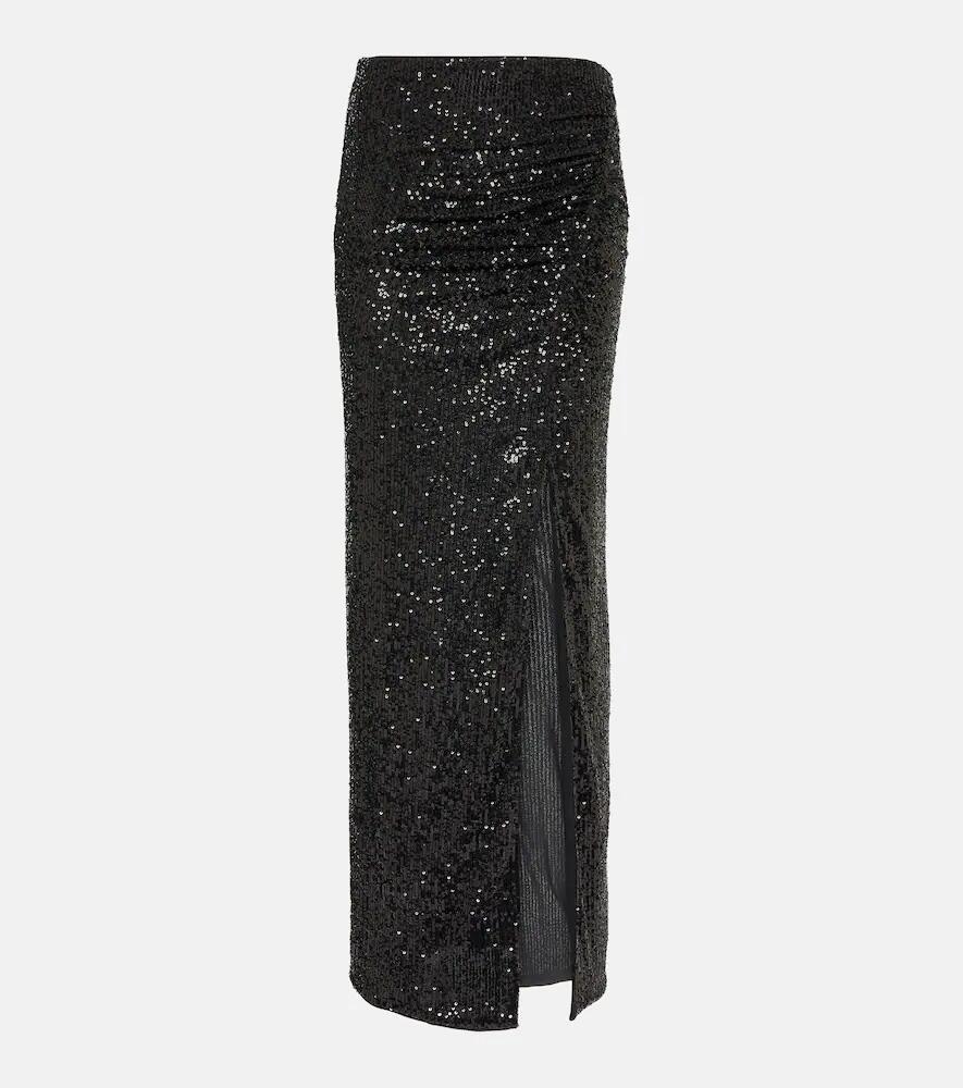 Self-Portrait Sequined ruched maxi skirt Cover