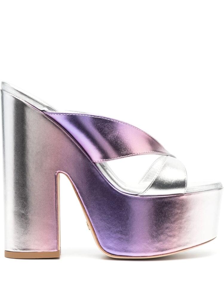 Stuart Weitzman open-toe 160mm metallic mules - Purple Cover