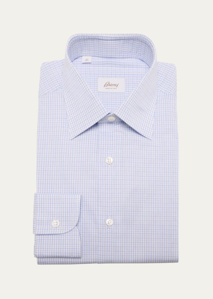 Brioni Men's Cotton Mini-Check Dress Shirt Cover