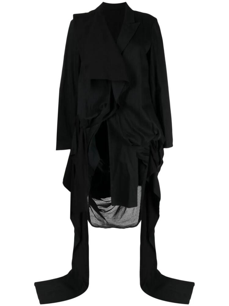 Yohji Yamamoto asymmetric-design peak-lapels blazer - Black Cover