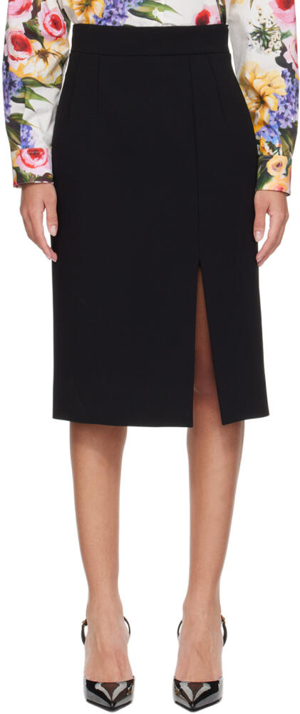 Dolce&Gabbana Black Slit Midi Skirt Cover