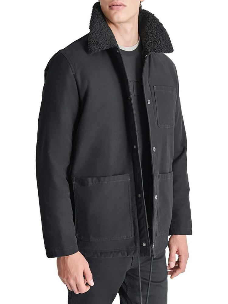 DKNY Men's Faux Shearling Trucker Jacket - Black Cover