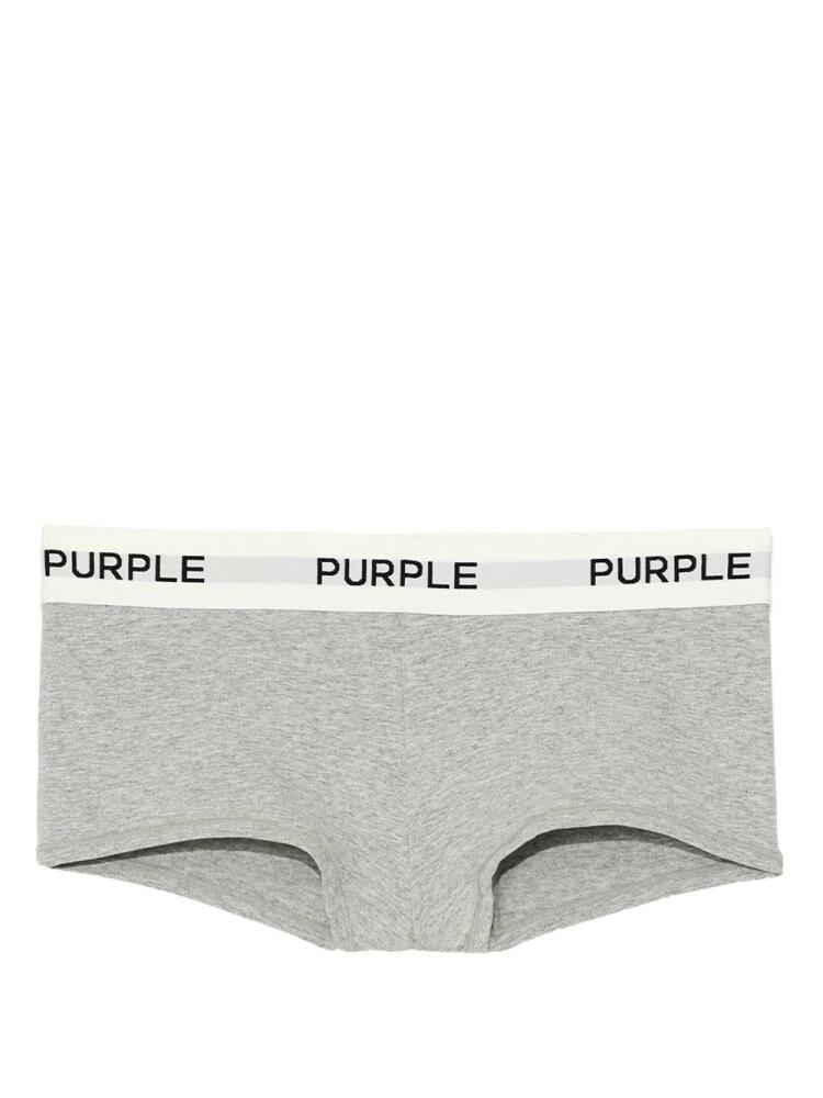 Purple Brand logo-tape cotton briefs - Grey Cover