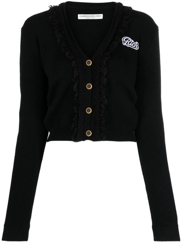 Alessandra Rich Rich ribbed-knit cardigan - Black Cover