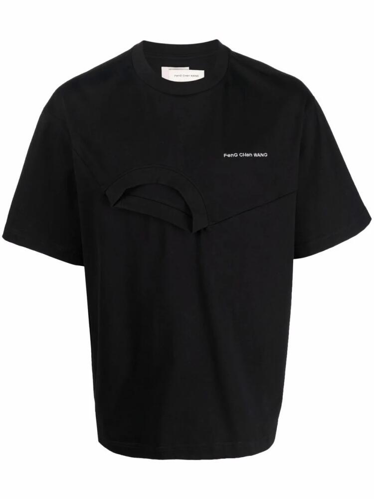 Feng Chen Wang layered embroidered logo T-shirt - Black Cover