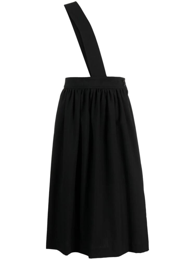 Black Comme Des Garçons crossover-strap wool midi skirt Cover