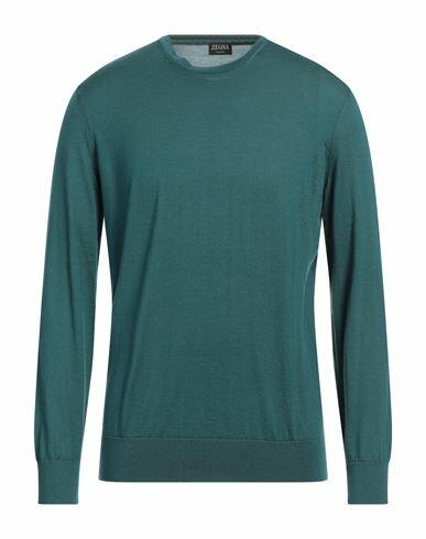 Zegna Man Sweater Deep jade Cashmere, Silk Cover