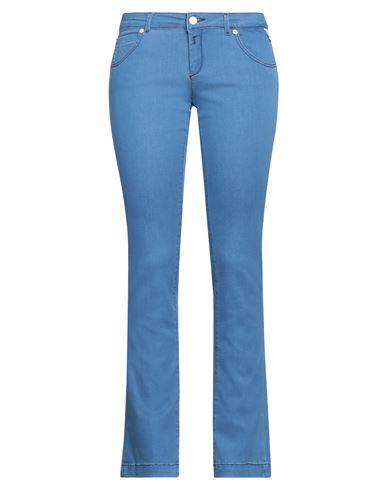 Replay Woman Pants Azure Cotton, Polyester, Elastane Cover