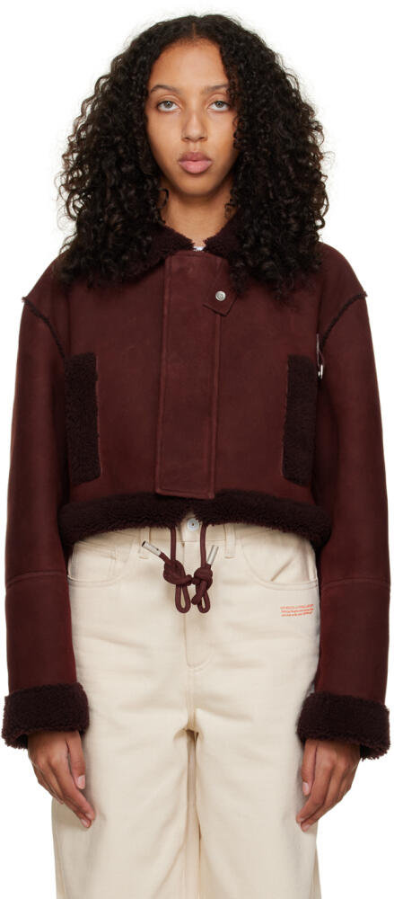 Off-White Burgundy Cropped Shearling Jacket Cover