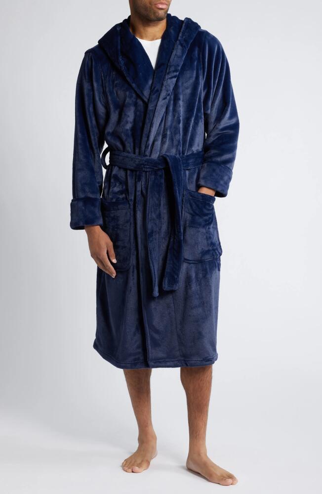 Nordstrom Fleece Hooded Robe in Navy Peacoat Cover