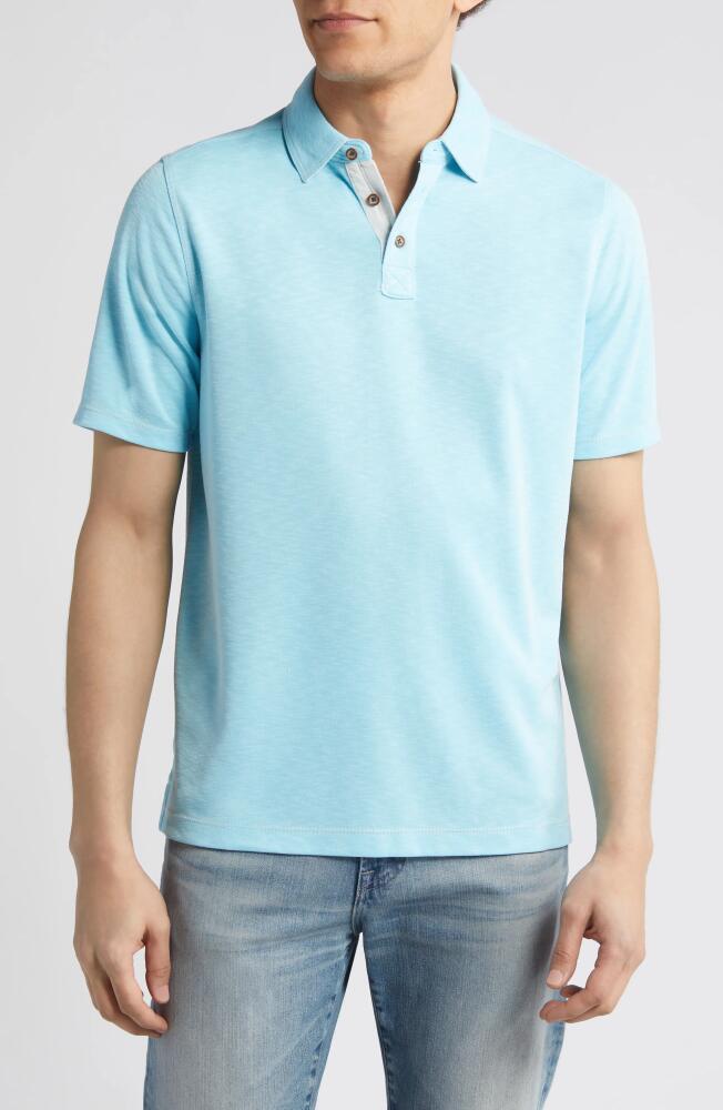 Johnston & Murphy Vintage Slub Jersey Polo in Turquoise Cover