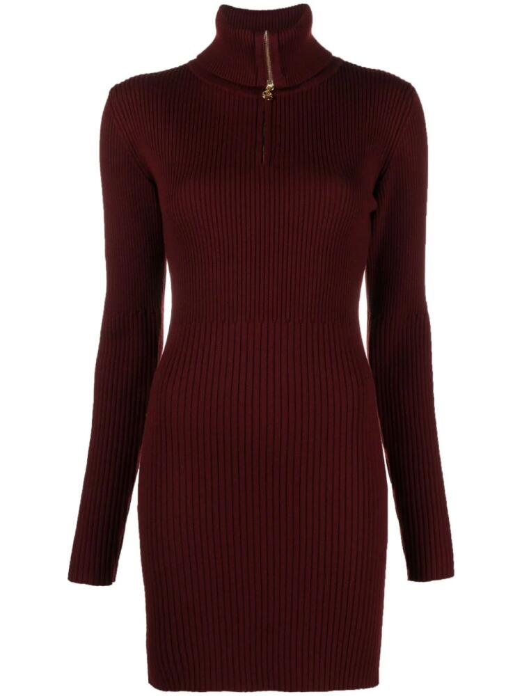 Patou half-zip ribbed-knit minidress - Red Cover