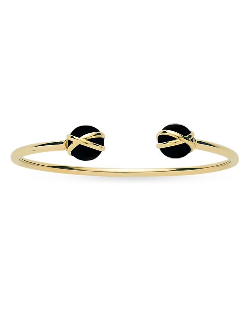 L. Klein 18K Yellow Gold Prisma Black Agate Cuff Bangle Bracelet Cover