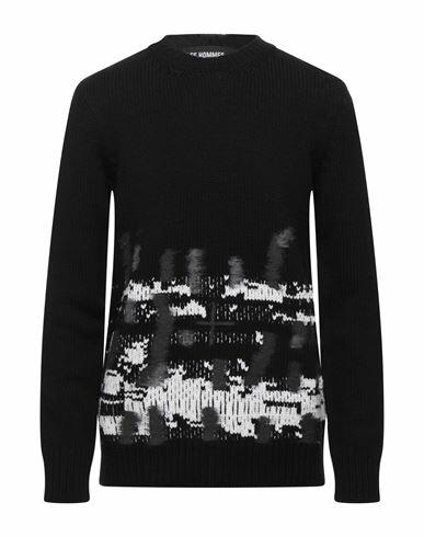 Les Hommes Man Sweater Black Virgin Wool Cover