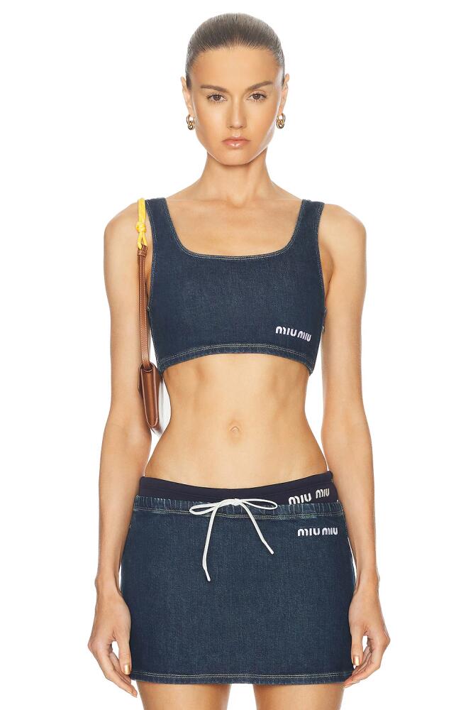 Miu Miu Cropped Tank Top in Blue Cover