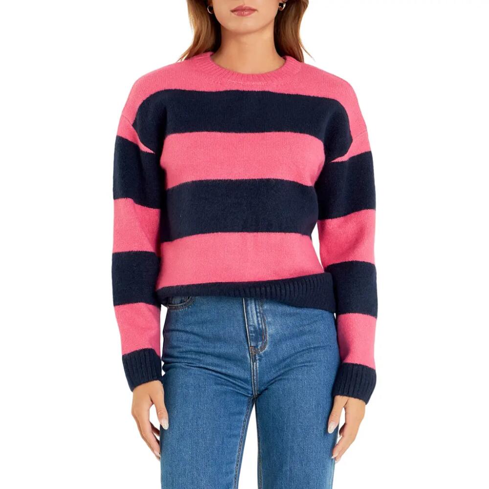 English Factory Bold Stripe Crewneck Sweater in Pink/Navy Cover