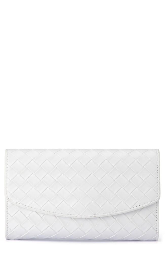 Olga Berg Aisha Woven Faux Leather Clutch in White Cover