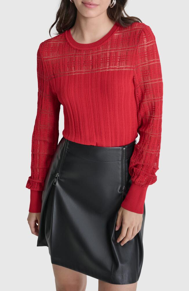 DKNY Mix Rib Sweater in Red Light Cover