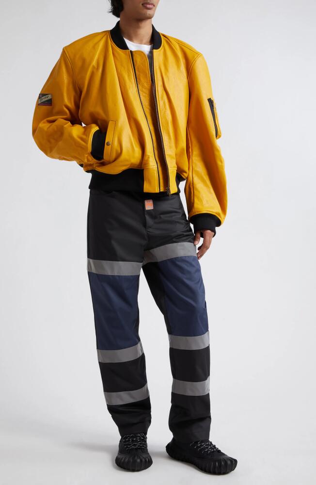 Martine Rose Rider Leather Bomber Jacket in Citrine Cover