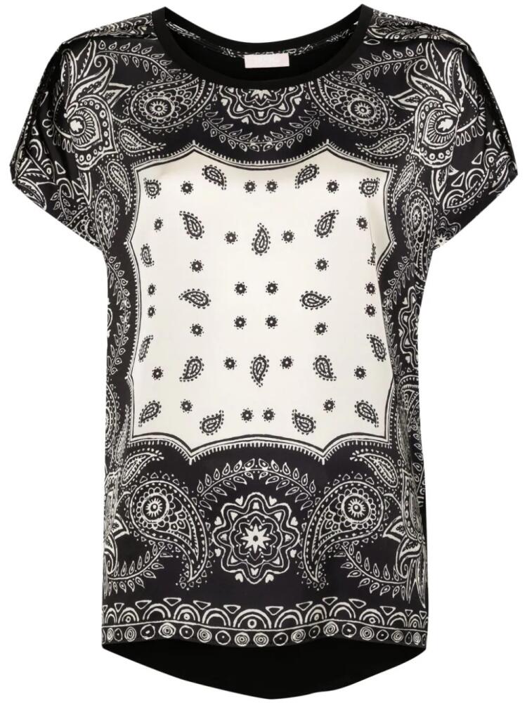 LIU JO paisley-print satin T-shirt - Black Cover