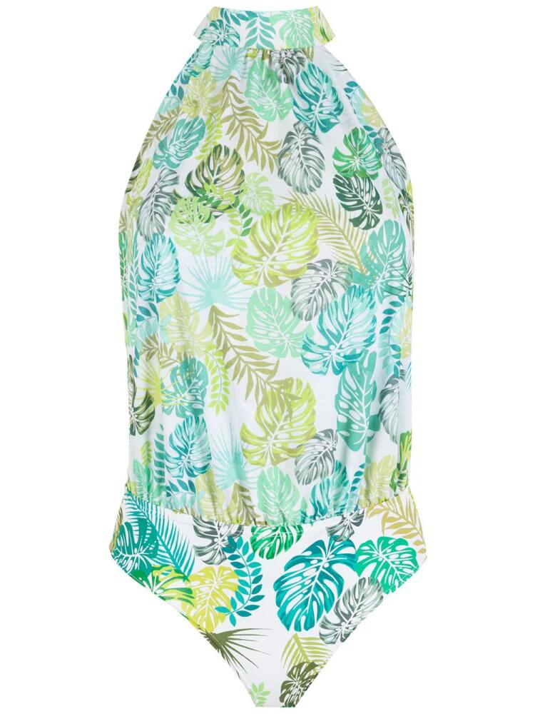 Amir Slama palm leaf print bodysuit - Green Cover