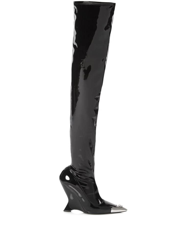 Philipp Plein patent-leather over-knee boots - Black Cover