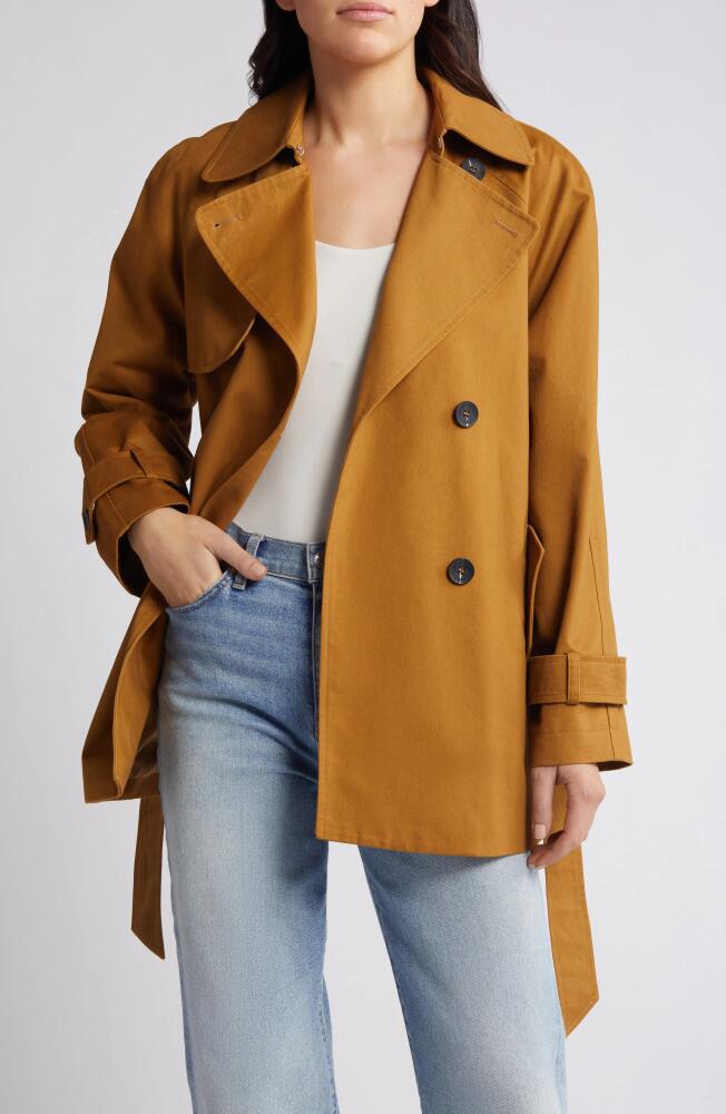 Avec Les Filles Relaxed Belted Twill Trench Coat in Dark Goldenrod Cover