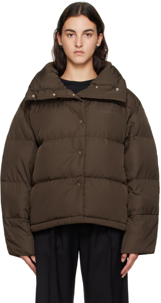 Acne Studios Brown Quilted Down Jacket Cover