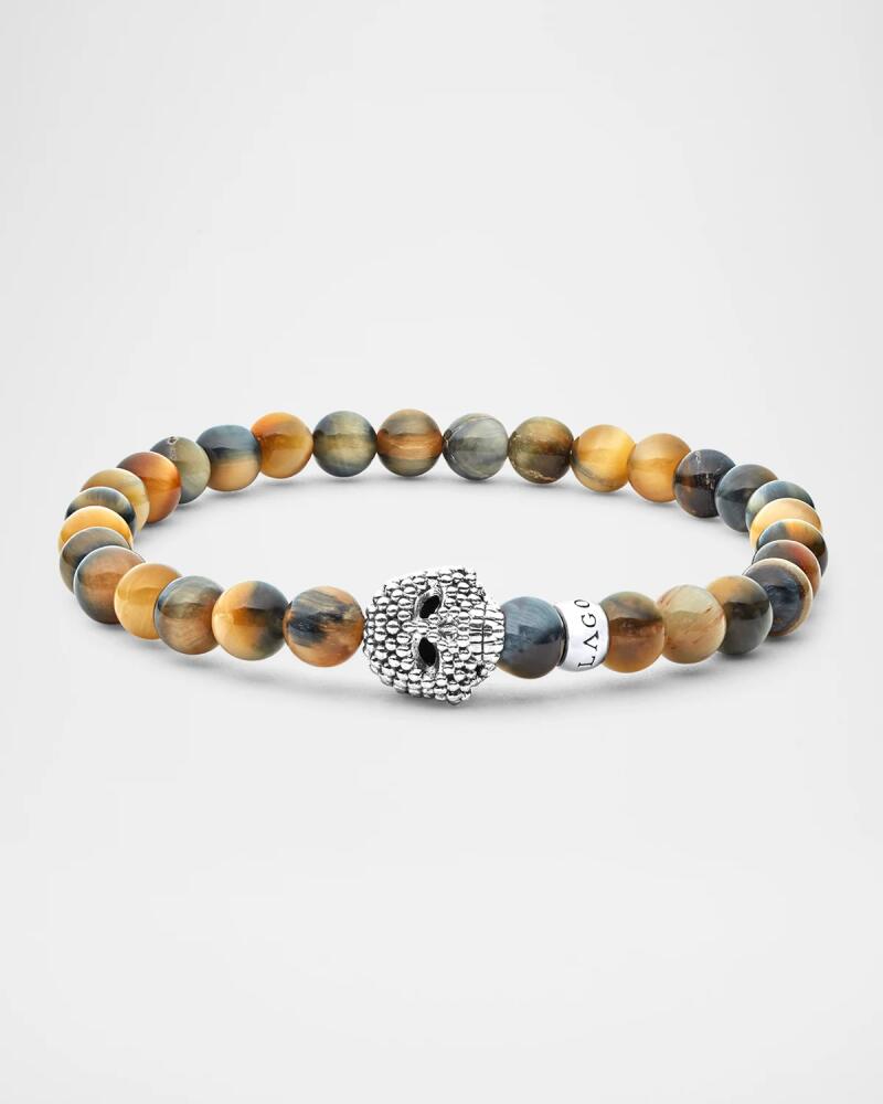 LAGOS Men's Anthem Tiger's Eye and Caviar Skull Beaded Bracelet Cover