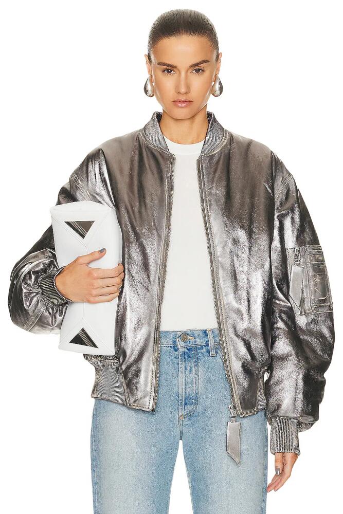 THE ATTICO Mirror Leather Jacket in Metallic Silver Cover