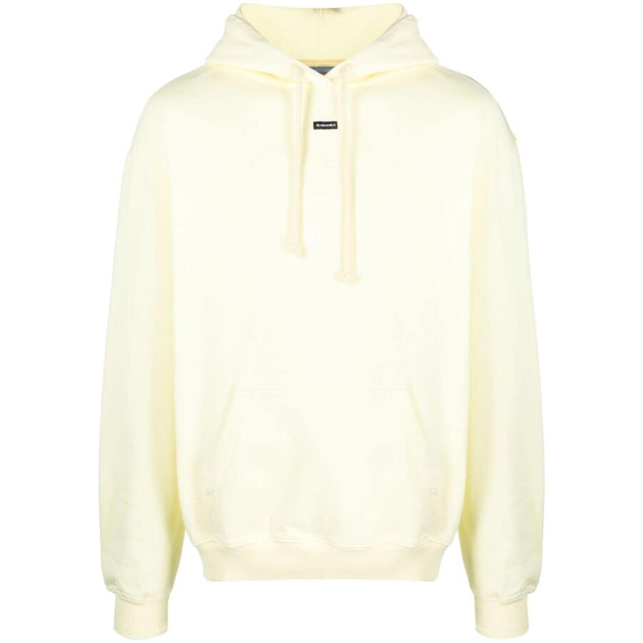 Bluemarble Mens Tender Yellow Logo-Print Cotton Hoodie Cover