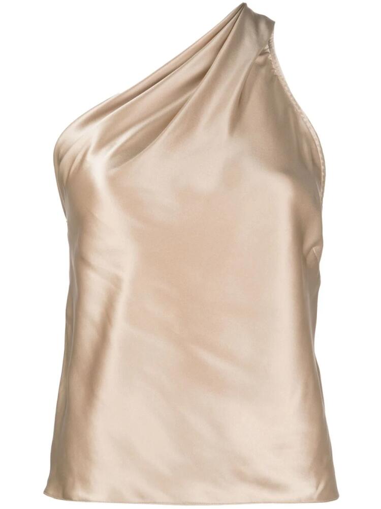 Michelle Mason asymmetric halterneck silk top - Gold Cover