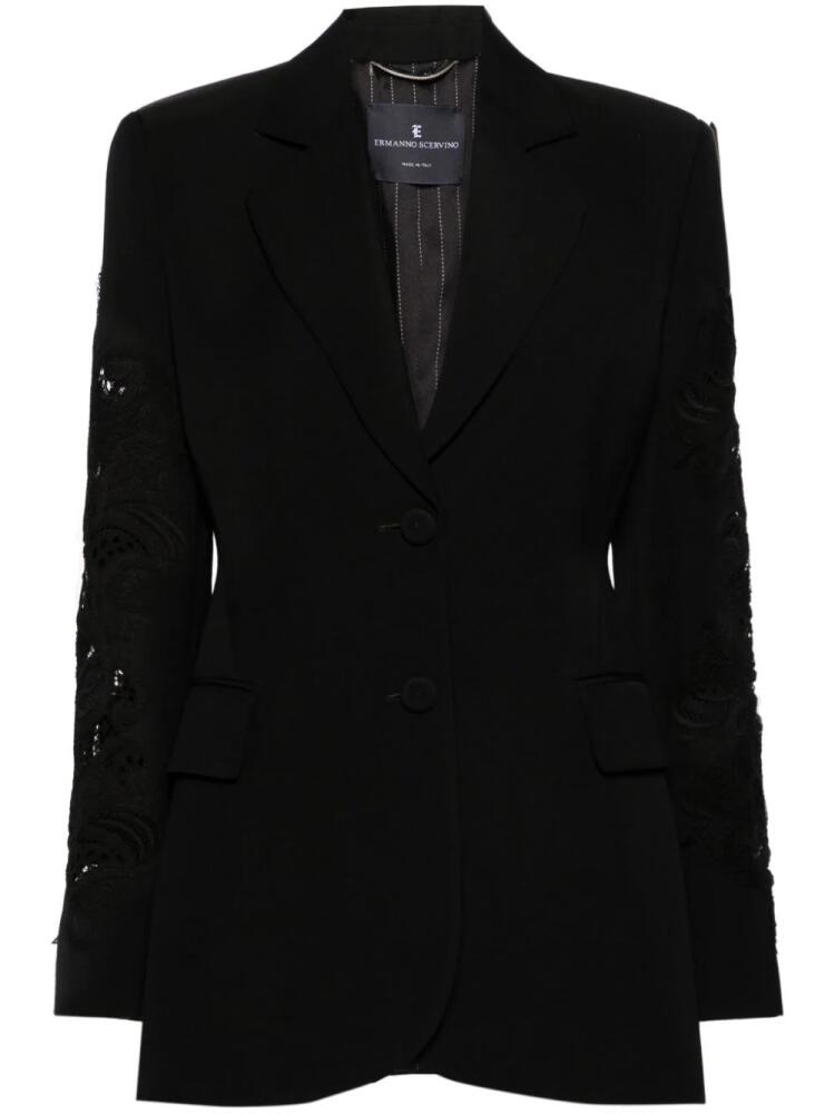 Ermanno Scervino lace-panelling single-breasted blazer - Black Cover