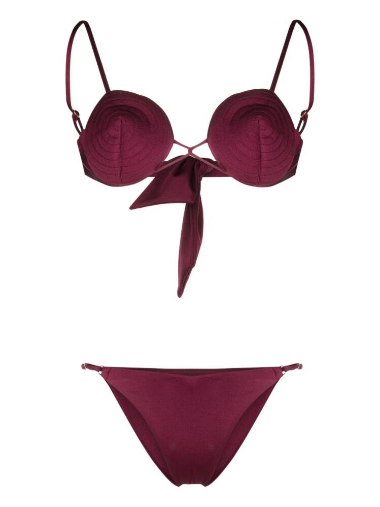 Noire Swimwear tonal-stitch detail bikini set - Pink Cover