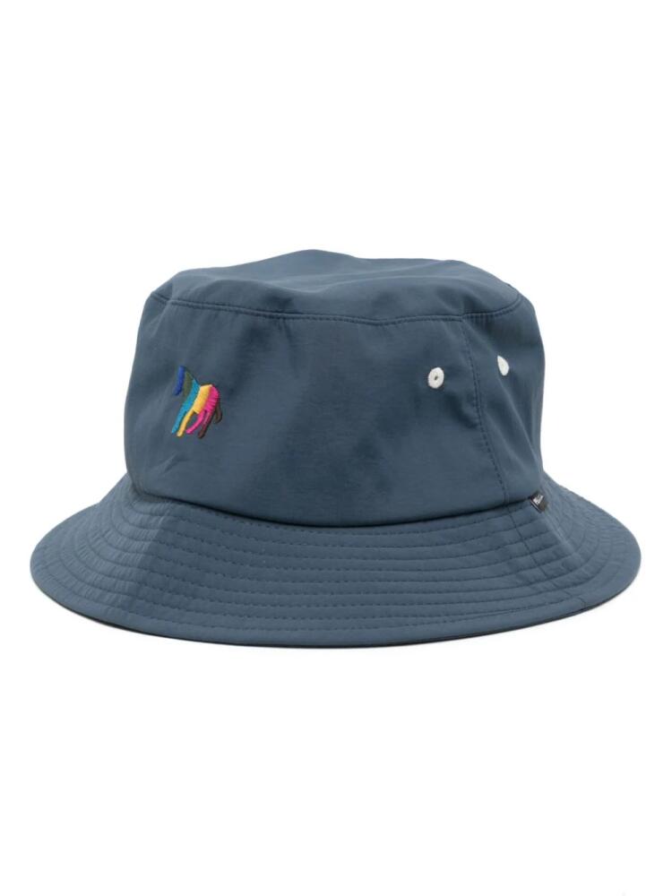 PS Paul Smith Zebra-motif gabardine-weave bucket hat - Blue Cover