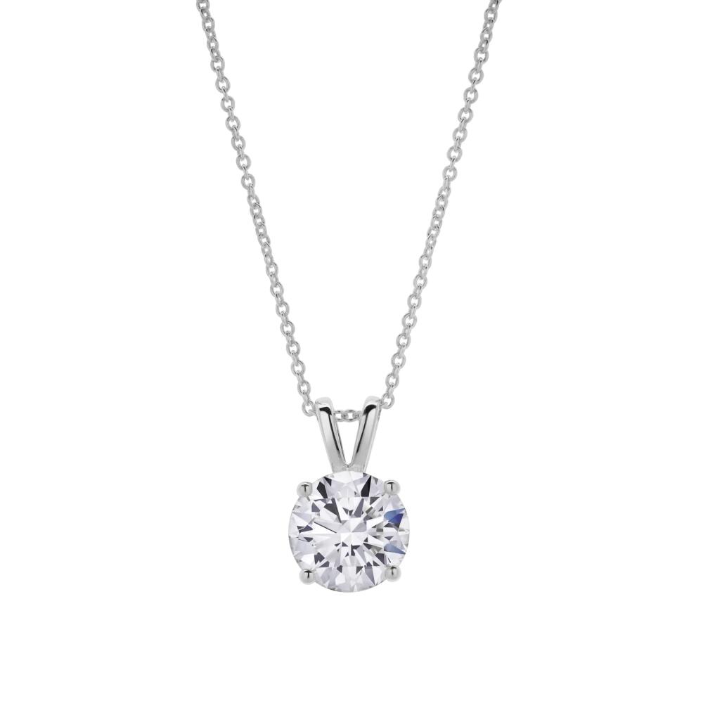 LuvMyJewelry Lucent 14K Gold Round Lab Grown Diamond Pendant - 2.09 Ct in 14K White Gold Cover