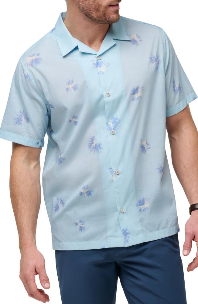 TravisMathew Casino Holiday Camp Shirt in Heather Dream Blue Cover