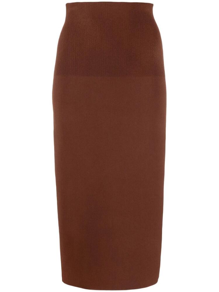 Victoria Beckham ribbed-detail high-waisted skirt - Brown Cover