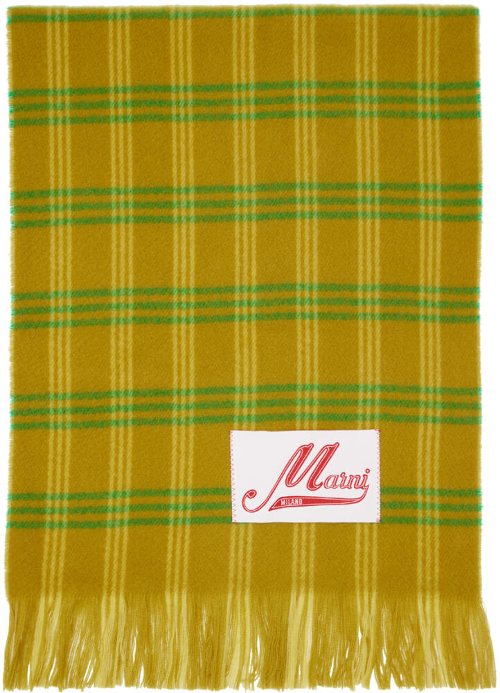 Marni Khaki Check Scarf Cover