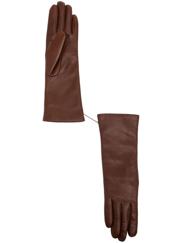 Agnelle Christina long leather gloves - Brown Cover