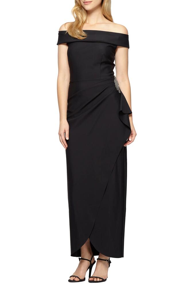 Alex Evenings Off the Shoulder Side Swept Evening Gown in Black Cover