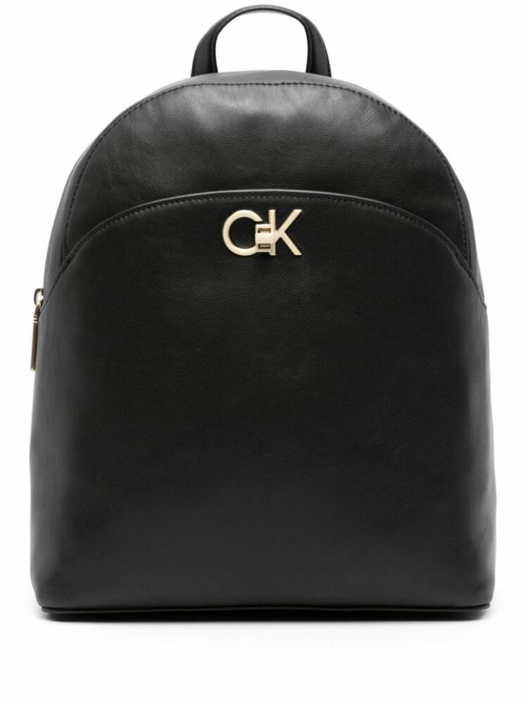 Calvin Klein monogram-plaque faux-leather backpack - Black Cover