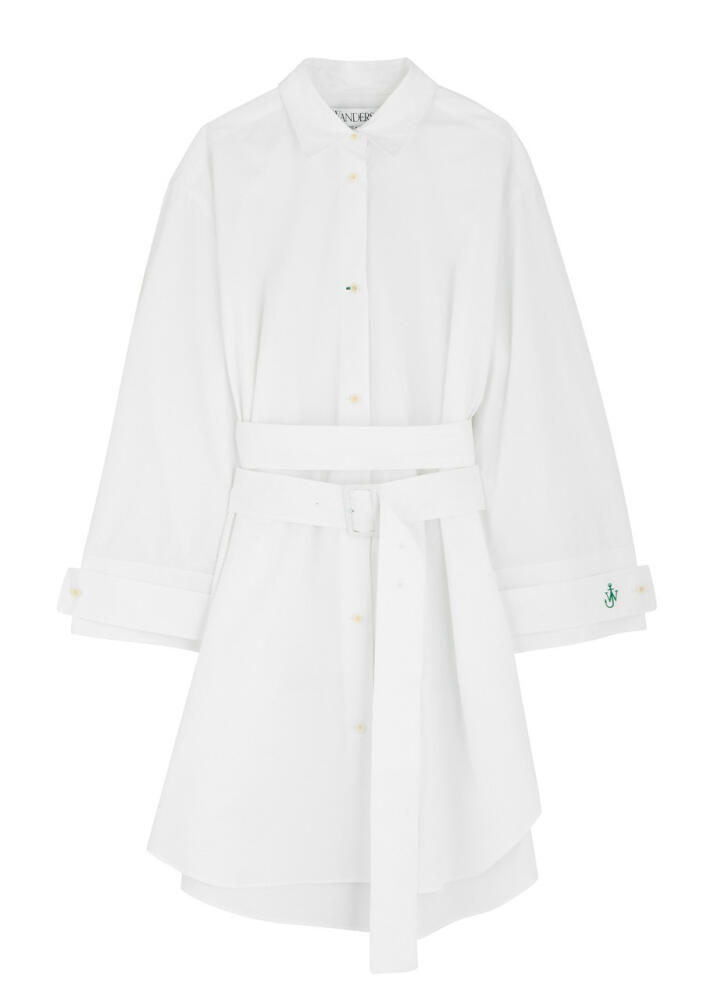 JW Anderson Belted Cotton-poplin Shirt Dress - White Cover