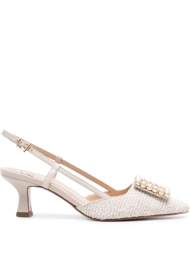 Roberto Festa pearl-embellished slingback pumps - Neutrals Cover