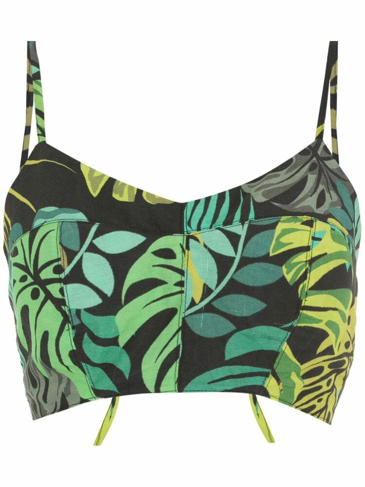 Amir Slama tropical print cropped top - Green Cover