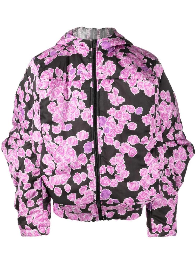 Natasha Zinko rose-print puffer jacket - Purple Cover